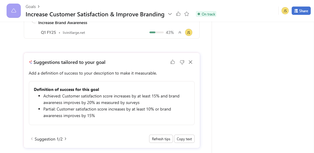 Using AI-enabled OKR Template for Tracking