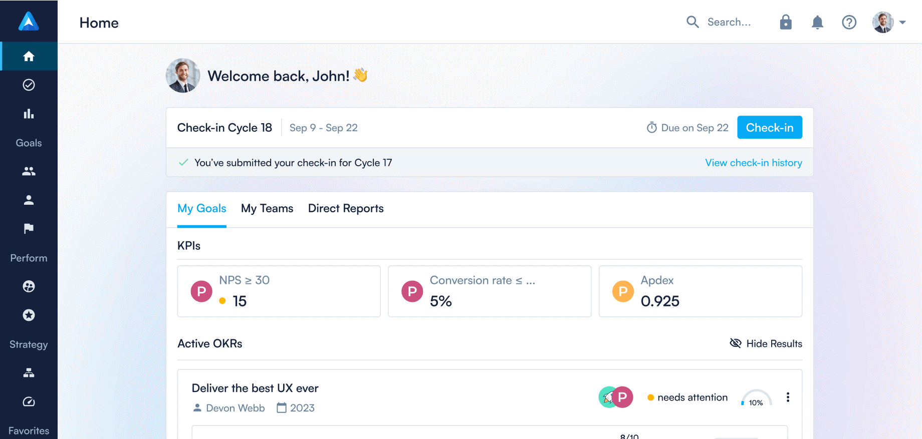 Typical OKR Dashboard