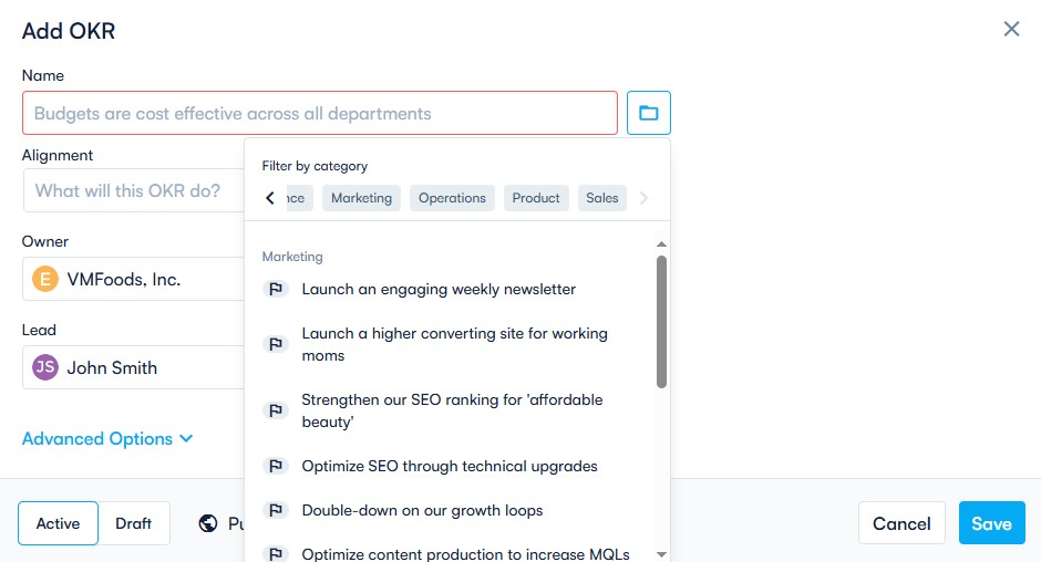 Department-level OKR