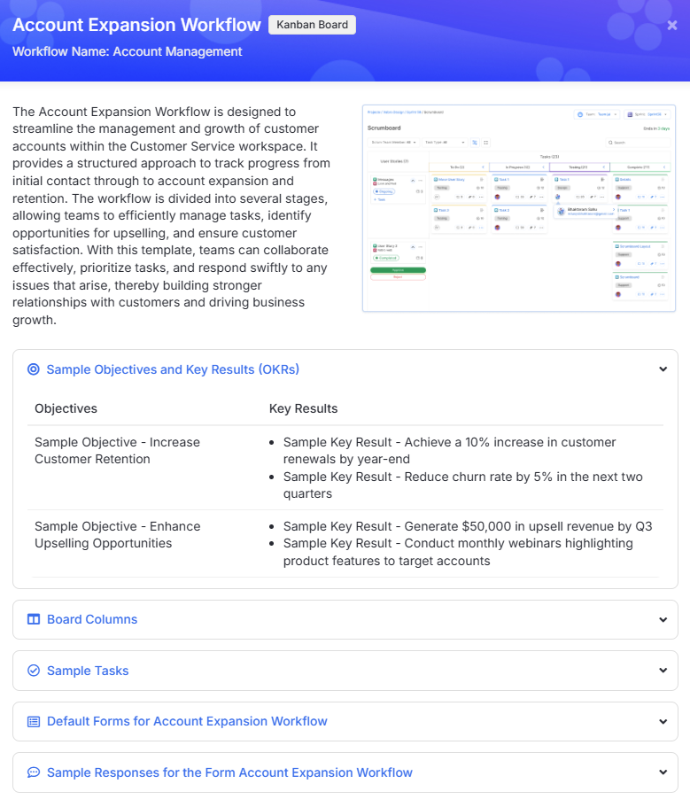Use of Sample OKRs for Selected Templates